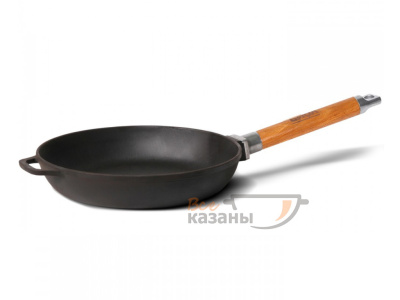 картинка Сковорода чугунная 260 со съемной деревянной ручкой от магазина Vsekazany.com