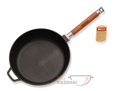 картинка Сковорода чугунная 260 со съемной деревянной ручкой от магазина Vsekazany.com