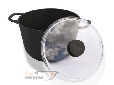 картинка Кастрюля чугунная 4л со стеклянной крышкой от магазина Vsekazany.com